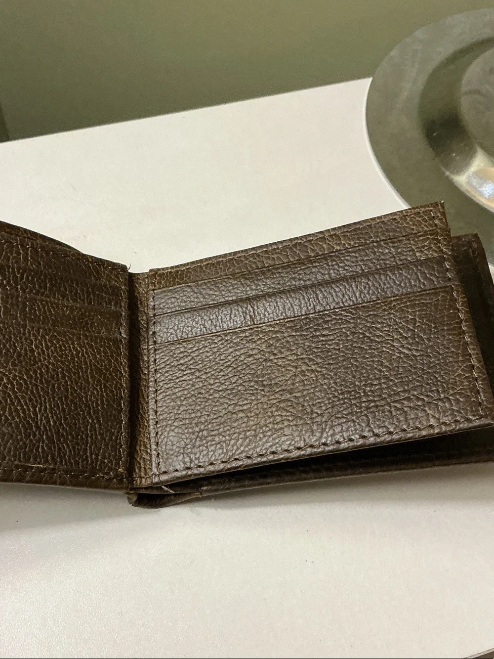 Genuine American Bison Leather Bi-Fold Wallet Brown New Without Tag